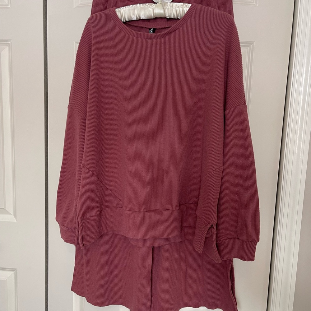 Torrid Sleep Lounge Set Mauve/Rose Top & Wide Leg Bottoms Size 1X